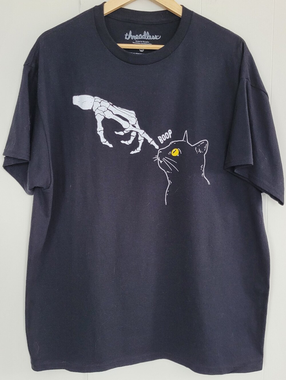 Black Threadless Boop Cat Graphic T-Shirt Size XL